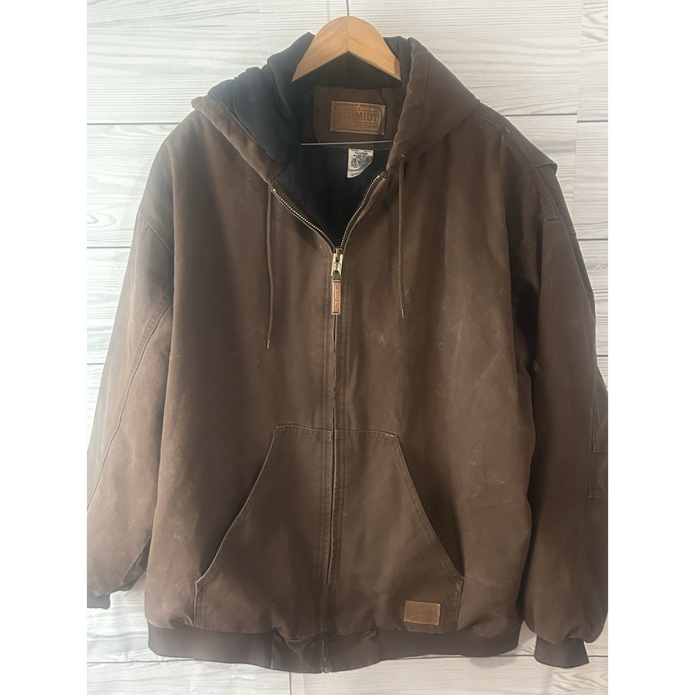 C.E. Schmidt Workwear Hooded Jacket Men's 4XL Brown Canvas Coat j112